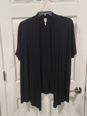 MOA USA Black Open Front Short Sleeve Cardigan